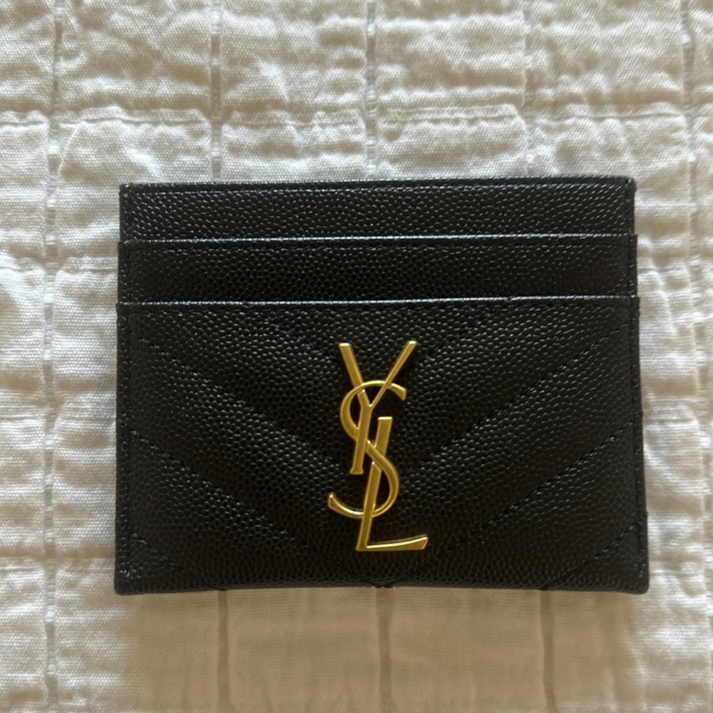 SAINT LAURENT Ysl Monogram Grained Leather Card Case. Perfect condition